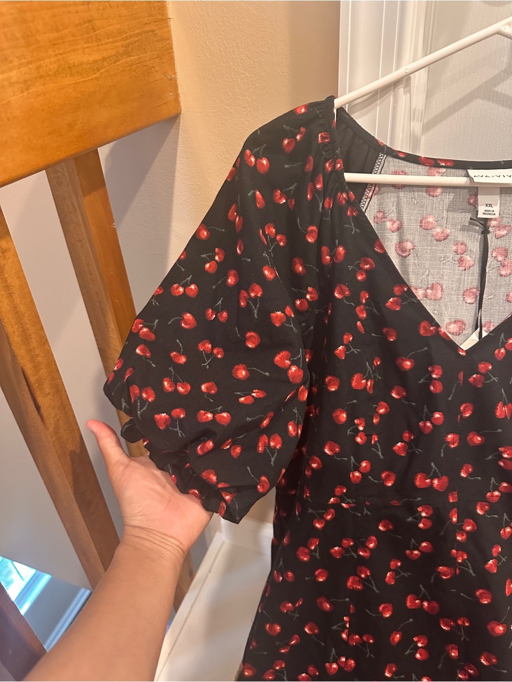 Ava & Viv Black Maxi Dress with Red cherry Print size XXL - Picture 4 of 8